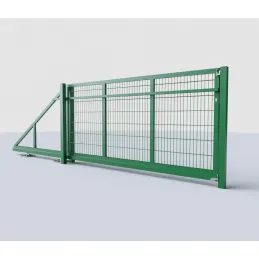 Schiebetor freitragend 350 cm, Doppelstabmatten – RAL 6005 grün