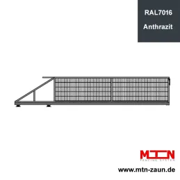 Schiebetor freitragend 450 cm, Doppelstabmatten – RAL 7016 anthrazit