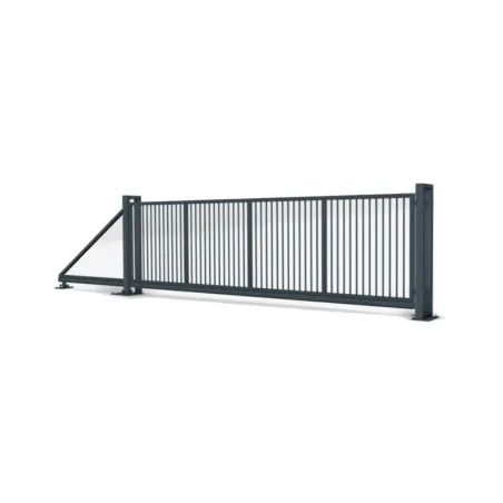 Industrie-Schiebetor freitragend 600 cm, Stahlprofil-Füllung – RAL 7016 anthrazit