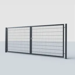 Zweiflügeliges Tor 350 cm, Doppelstabmatten – RAL 7016 anthrazit