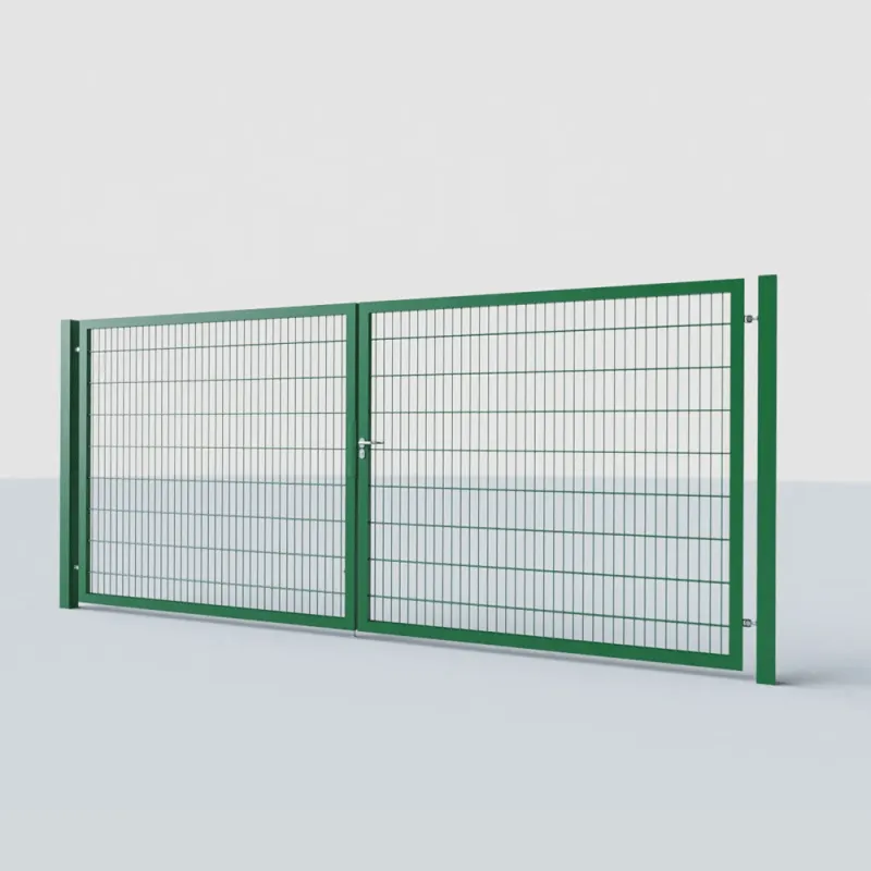 Zweiflügeliges Tor 500 cm, Doppelstabmatten – RAL 6005 grün