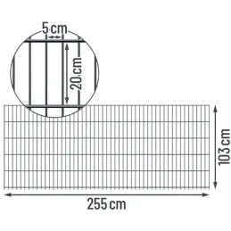 Doppelstabmatten 6/5/6 1830 mm anthrazit (RAL 7016) – Ansicht 12