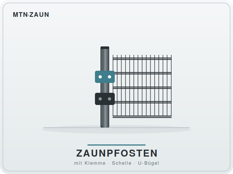 Zaunpfosten für Doppelstabmatten mit Klemme, Schelle und U-Bügel
